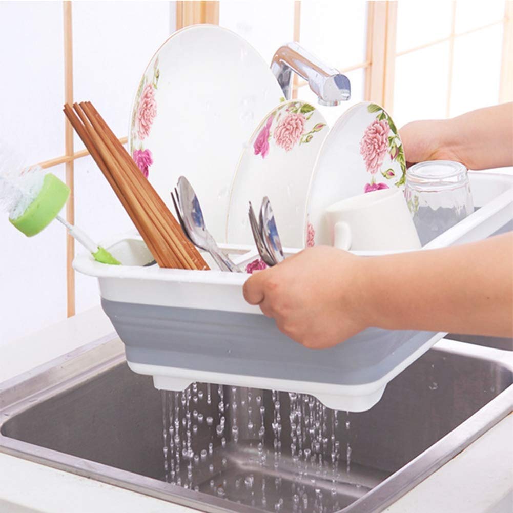 0804B Collapsible Folding Silicone Dish Drying Drainer Rack with Spoon Fork Knife Storage Holder (Brown Box) 0804B Collapsible Folding Silicone Dish Drying Drainer Rack with Spoon Fork Knife Storage Holder (Brown Box)